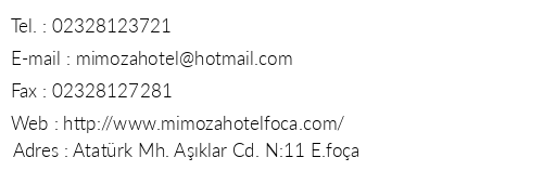 Mimoza Hotel telefon numaralar, faks, e-mail, posta adresi ve iletiim bilgileri